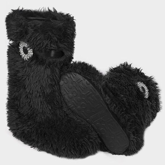 Faux Fur Winter Black Boots - Picture 6 of 7